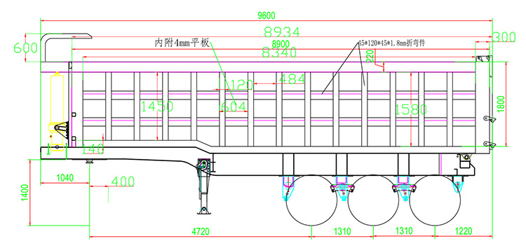 3 axles tipper trailer