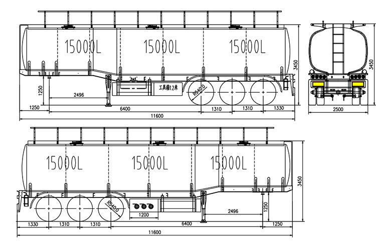 tri axles diesel fuel trailer