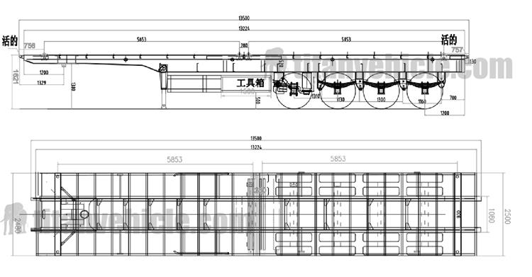 40 Feet Heavy Duty Flat Body Trailer for Sale in Ghana Manufacturers