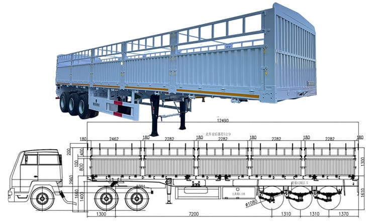 Tri Axle Fence Cargo Semi Trailer for Sale in Nigeria, Akassa