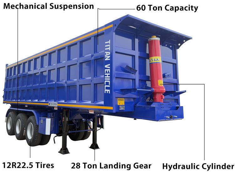Hydraulic Tir Axle 60 Ton Tipper Trailer for Sale In Nigeria Lagos