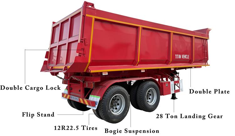 2 Axle 50 Ton Hydraulic Tipper Trailer for Sale In Nigeria Lagos - Bogie Suspension