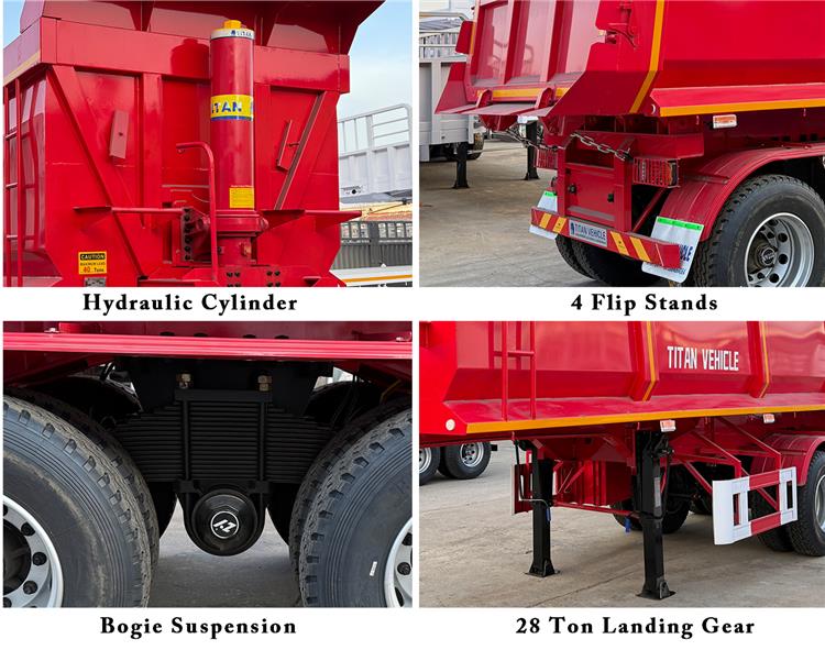 2 Axle 50 Ton Hydraulic Tipper Trailer for Sale In Nigeria Lagos - Bogie Suspension
