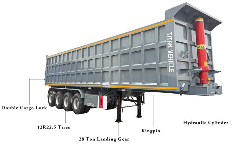 4 Axle 80 Ton Dump Truck Trailer for Sale In Nigeria Lagos