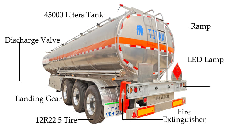 45000 Liters Aluminum Fuel Tanker Trailer for Sale in Nigeria