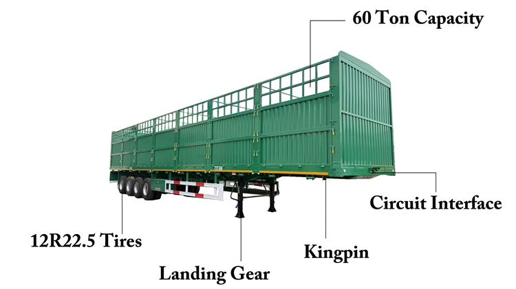 4 Axle 80 Ton Fence Semi Trailer for Sale In Nigeria