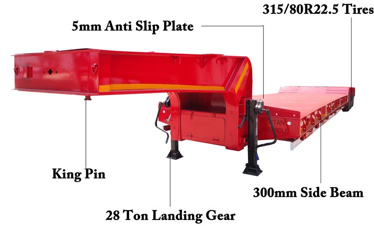 3 Axle 80 Ton Low Bed Truck Trailer for Sale In Nigeria Lagos