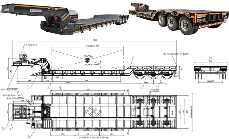 3 Axle 80 Ton Detachable Neck Lowboy Trailer for Sale In Nigeria Lagos