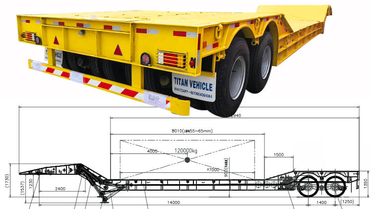 120 ton 2 Line 4 Axle Folding Neck Trailer for Sale in Nigeria