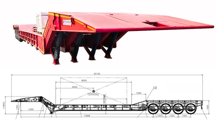 4 Axle 120 ton Folding Neck Lowboy Trailer for Sale in Nigeria