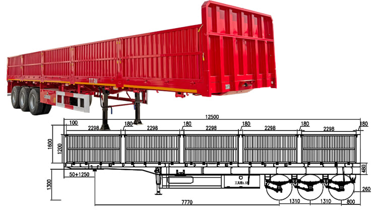 3 Axle 60 Tons Drop Side Semi Trailer for Sale in Nigeria