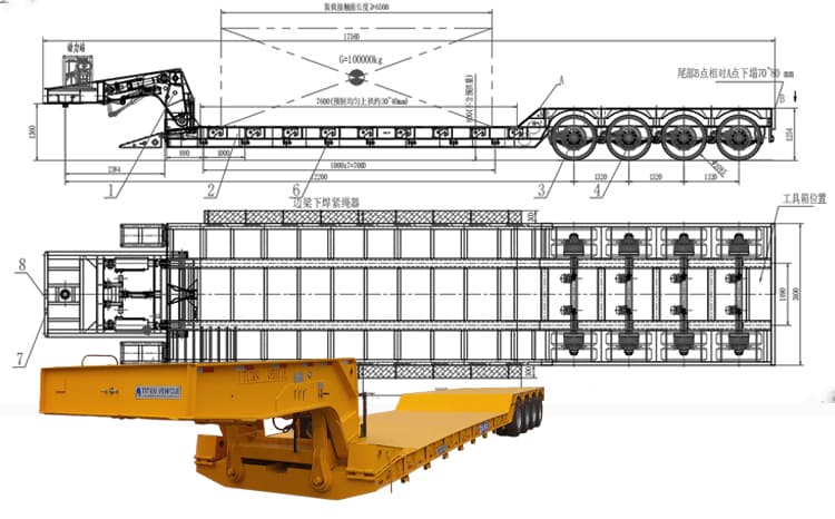 4 Axle Hydraulic Detachable Gooseneck Lowboy Trailer for Sale in Nigeria