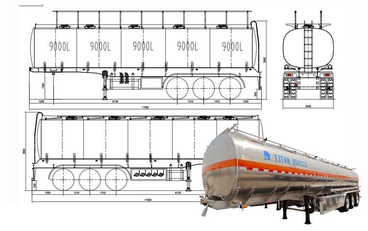 Tri Axle Aluminum Fuel Tanker Semi Trailer for Sale in Nigeria
